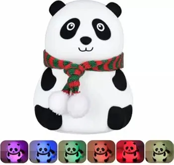 Cute Panda Silicone LED Night Lamp, USB Rechargeable with 7-Color Breathing Modes Touch Sensor Control, Suitable for Room Décor, Gifting, Baby, Kids, & Adults