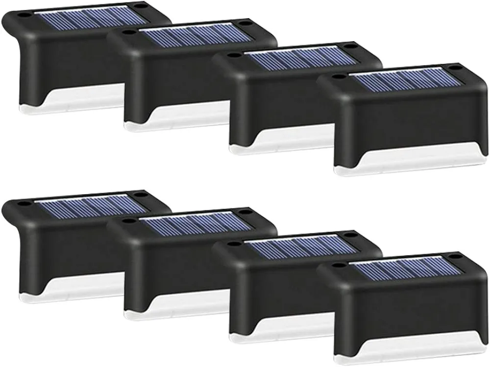 Havilah Outdoor Stair Solar Light Black Warm 8PCS Waterproof Garden Step Lamp Garden Decor Lawn LED Lighting