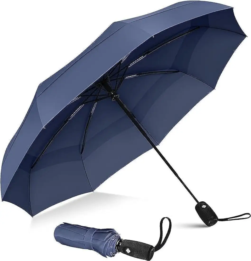 G4Free Portable Auto Travel Umbrella - Umbrellas for Rain Windproof, Strong Umbrella for Wind and Rain, Auto Open Close Button and Perfect Car Umbrella for Men & Women(light blue)