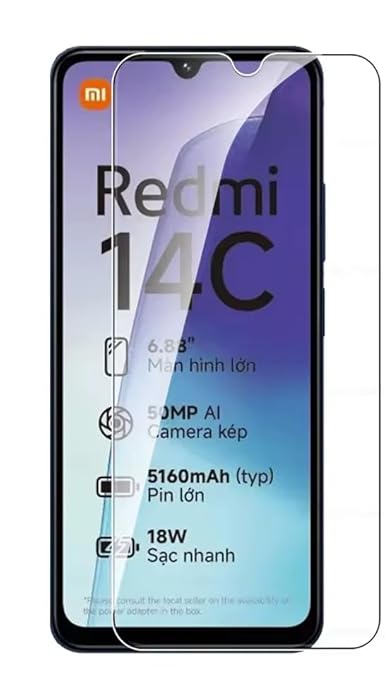 11D Tempered glass Screen protector for Redmi 14C 5g with installation kit