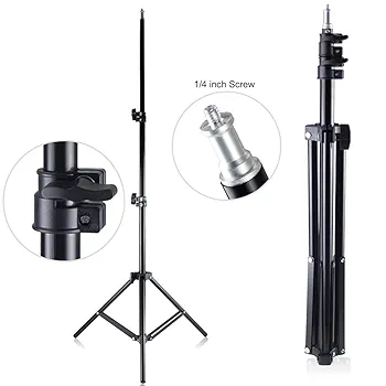Adjustable Metal Tripod Light Stand Max. Height 1.6M/5.2ft with 1/4 Inch Screw for Photography Studio LED Video Light Umbrella Ring Light