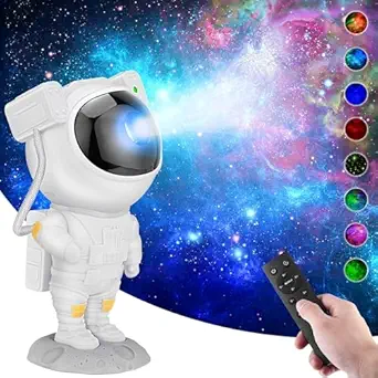  Astronaut Galaxy Projector Night Light with Bluetooth Speaker – 360° Rotating Star Nebula Lamp with Remote, Timer & Adjustable Head for Kids, Home, Gaming & Parties