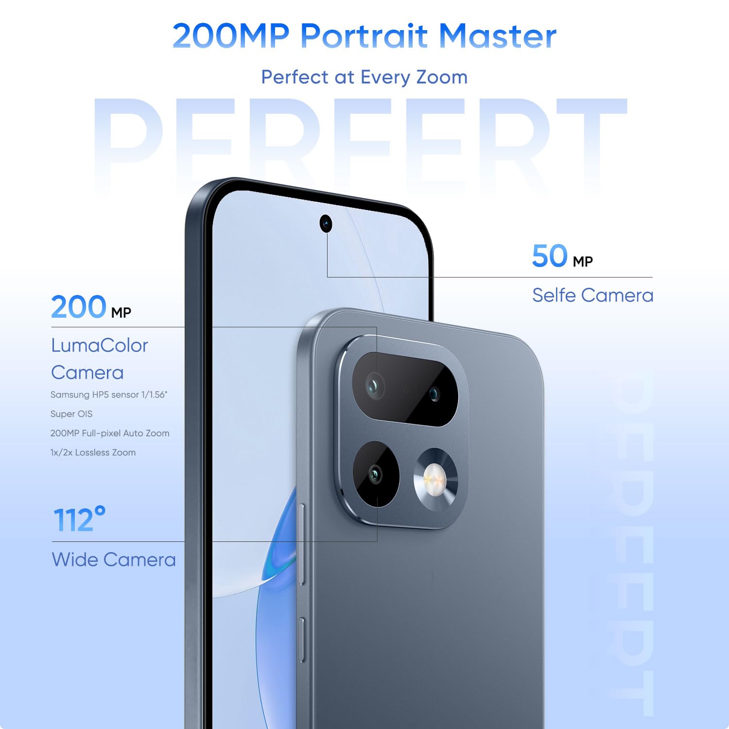 realme 16 Pro 5G Smartphone 8+256GB Pebble Grey, 144Hz AMOLED Display, 7000mAh Battery, 80W SuperVOOC, 200MP Primary Camera 50MP Front Camera, MediaTek 7300-Max Processor, IP69