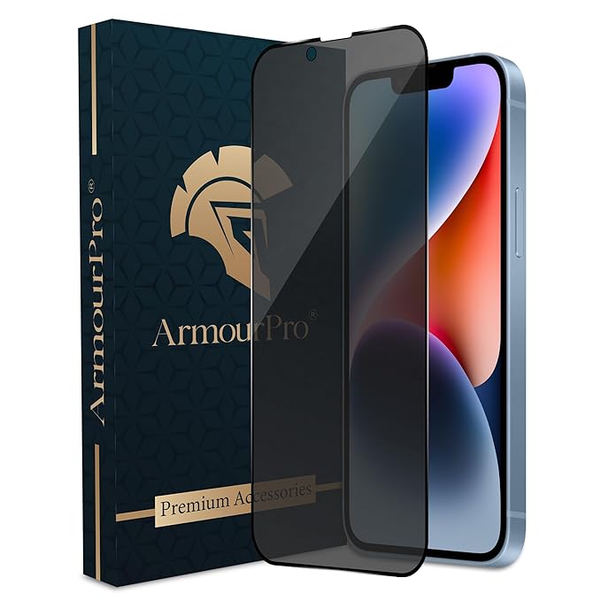 Tempered Glass Screen Protector For iPhone 16E, 14, iPhone 13 and 13 Pro (6.1 Inch) With Installation Kit | Edge-To-Edge Protector Coverage | Black