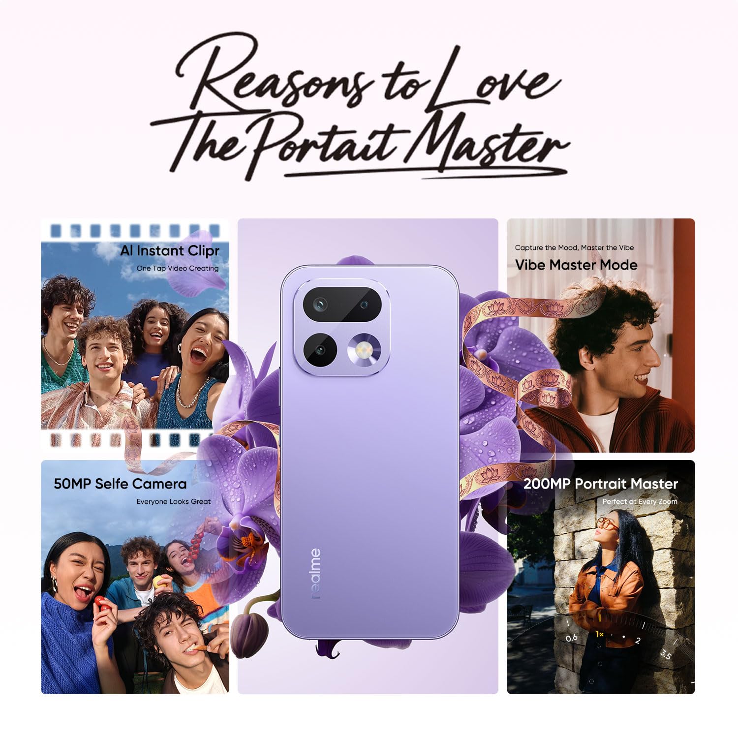 realme 16 Pro 5G Smartphone 8+256GB Orchid Purple, 144Hz AMOLED Display, 7000mAh Battery, 80W SuperVOOC, 200MP Primary Camera 50MP Front Camera, MediaTek 7300-Max Processor, IP69