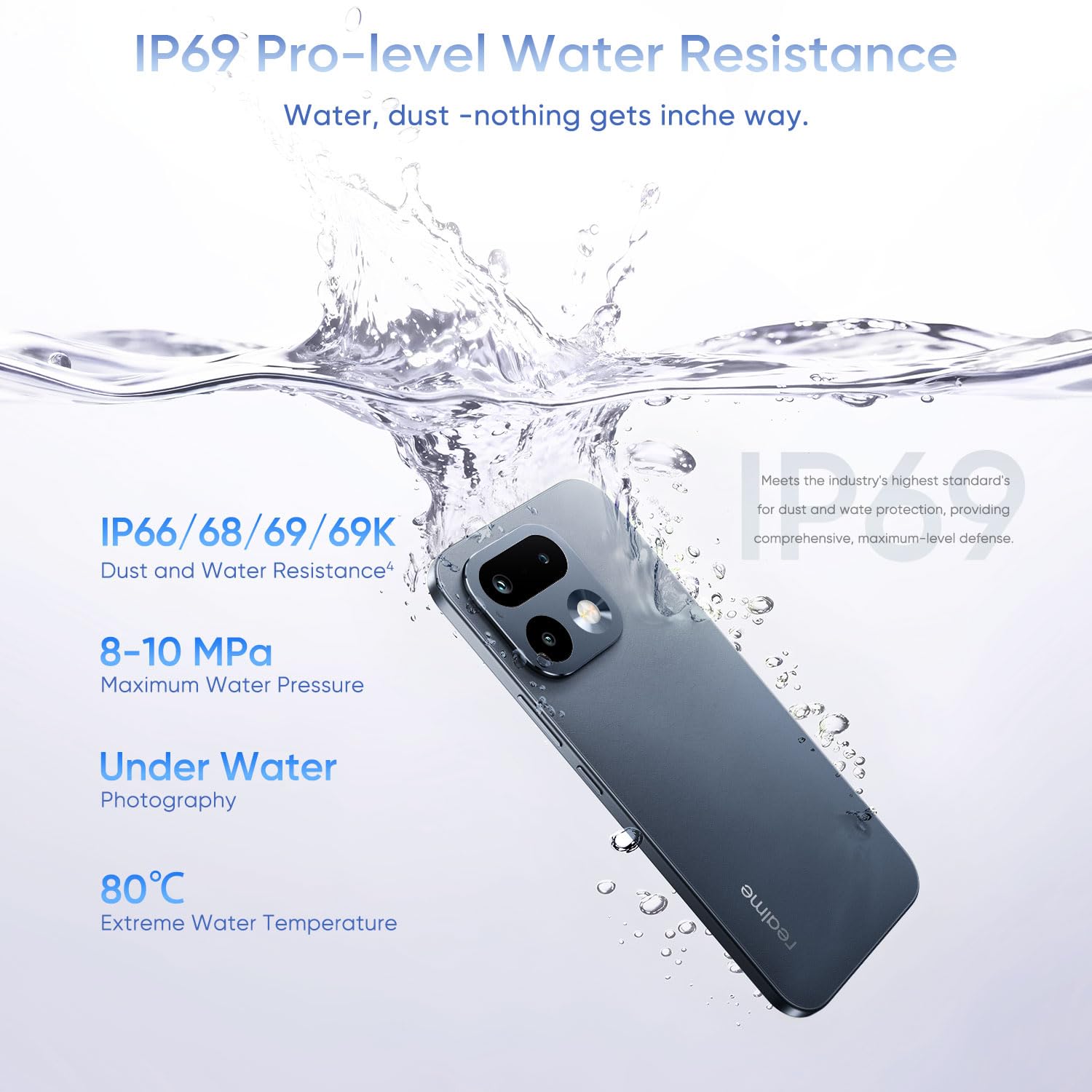 realme 16 Pro 5G Smartphone 8+256GB Pebble Grey, 144Hz AMOLED Display, 7000mAh Battery, 80W SuperVOOC, 200MP Primary Camera 50MP Front Camera, MediaTek 7300-Max Processor, IP69