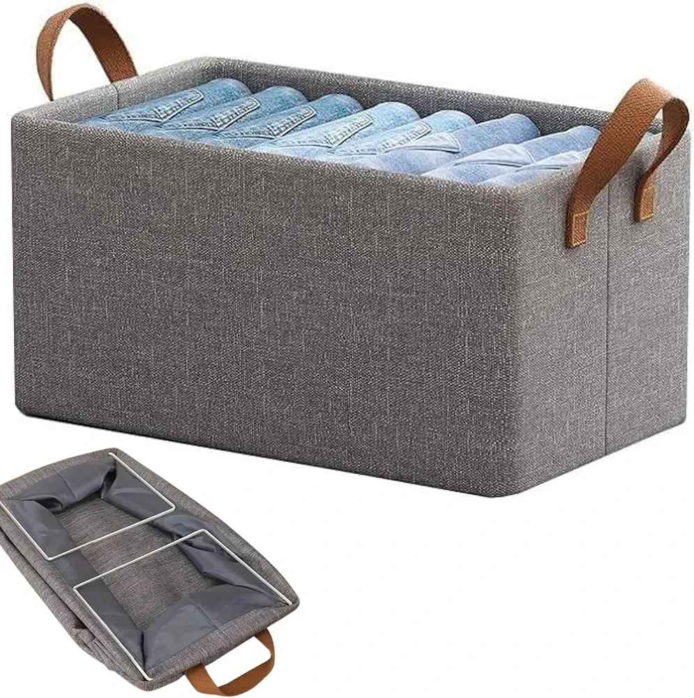 Set of 1 Foldable Fabric Drawer Organizers – Closet Storage Bins for Clothes, Socks, Underwear – Grey 