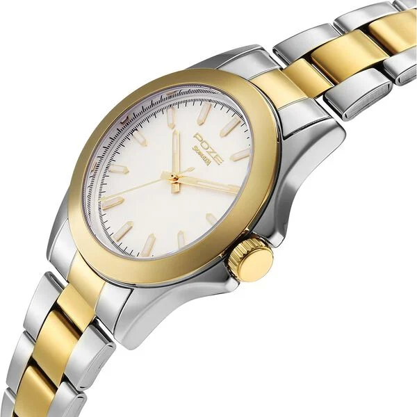 Sonata Poze Quartz Analog White Dial Two Toned Stainless Steel Strap Watch For Men