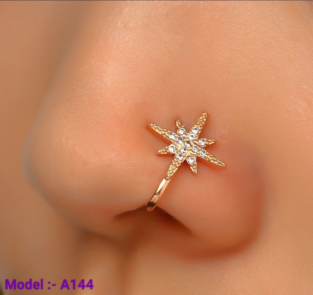 Nose pin desien for women zircon plus Alloy copper  Gold 